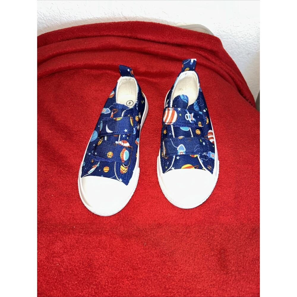 Kids strap canvas boys shoes size 8 blue